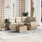 vidaXL Salon de jardin avec coussins 5 Pièces beige résine tressée