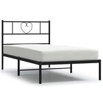vidaXL Cadre de lit métal avec tête de lit noir 100x190 cm