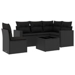 vidaXL Salon de jardin 6 Pièces avec coussins noir résine tressée