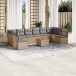 vidaXL Salon de jardin et coussins 11 Pièces mélange beige résine tressée