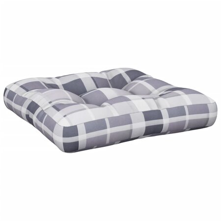 vidaXL Coussin de palette motif à carreaux gris 58x58x10 cm tissu