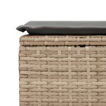 vidaXL Tabouret de jardin avec coussin beige 55x55x37cm résine tressée