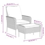 vidaXL Chaise de jardin avec tabouret noir résine tressée