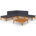 vidaXL Salon de jardin 7 Pièces avec coussins Bois d'acacia solide