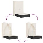 vidaXL Chaise longue double avec toit et rideaux noir résine tressée