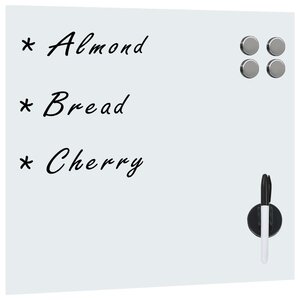 Tableau magnétique panneau écriture école maison bureau mural verre 60 x 60 cm blanc 02_0045511