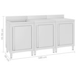 vidaXL Évier de cuisine commercial 180x60x96 cm Acier inoxydable