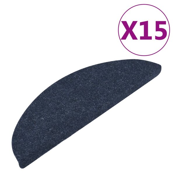 vidaXL Tapis d'escalier autocollants 15 Pièces 56x17x3 cm Bleu