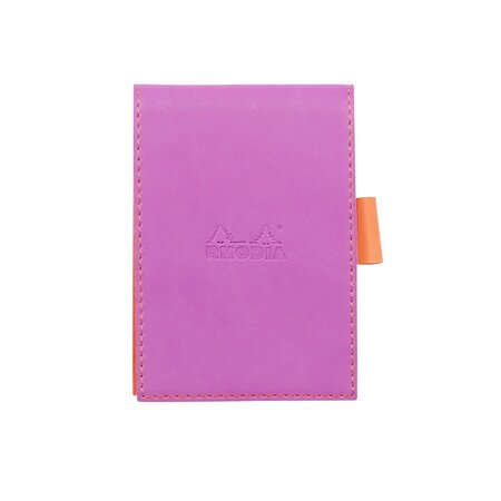 Rhodia : porte-bloc simili cuir 8.4 x 11.5 cm+ bloc n°11 - lilas