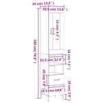 vidaXL Buffet haut Blanc 34 5x34x180 cm Bois d'ingénierie