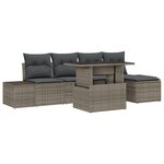 vidaXL Ensemble de canapés de jardin 6 pièces avec coussins gris poly rotin