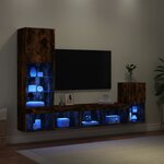 vidaXL Unités murales TV avec LED 4 Pièces chêne fumé bois d'ingénierie