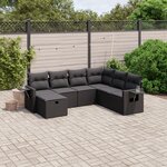 vidaXL Salon de jardin 7 Pièces avec coussins noir résine tressée