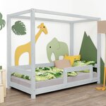 Lit cabane enfant BUNKY 90 x 200 gris clair