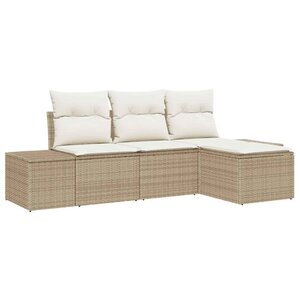 vidaXL Ensemble de canapé de jardin 4 Pièces Beige et crème polyrotin