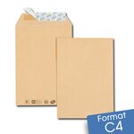 Lot de 1000 Enveloppes kraft brun C4 auto-adhésives