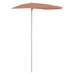 vidaXL Demi-parasol de jardin avec mât 180x90 cm Terre cuite