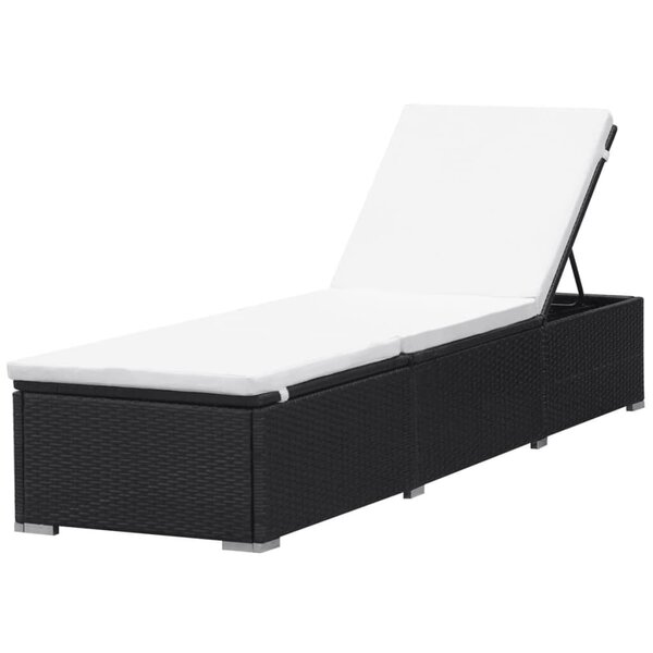 vidaXL Chaise longue avec coussin Résine tressée Noir