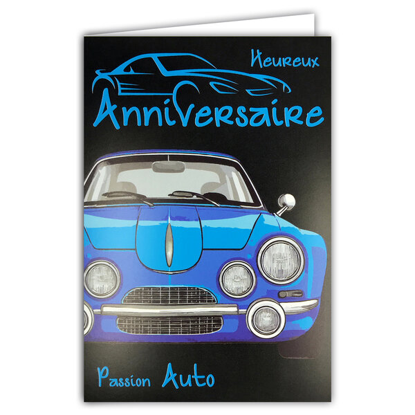 Carte FLUO Heureux Anniversaire Auto Voiture Sport Avec Enveloppe 12x17,5cm
