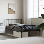 vidaXL Cadre de lit métal avec tête de lit noir 80x200 cm