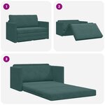 vidaXL Canapé Lit au Sol 2-en-1 Vert Foncé 124x204x61 cm Velours