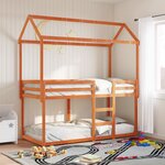 vidaXL Lit superposé avec toit cire marron 90x200cm bois de pin massif