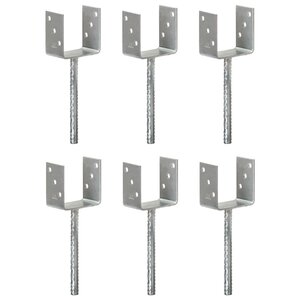 vidaXL Piquets de clôture 6 Pièces Argenté 10x6x30 cm Acier galvanisé