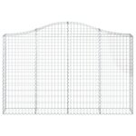 vidaXL Paniers à gabions arqués 3 Pièces 200x30x120/140 cm Fer galvanisé