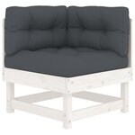 vidaXL Salon de jardin 10 Pièces avec coussins blanc bois massif