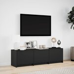 vidaXL Meuble TV avec LED noir 140x34x40 cm bois d'ingénierie