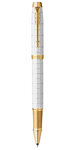 PARKER IM PREMIUM Stylo roller  Perle  Recharge noire pointe fine  Coffret cadeau