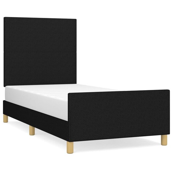 vidaXL Cadre de lit avec tête de lit Noir 100x200 cm Tissu