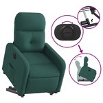 vidaXL Fauteuil inclinable électrique vert foncé tissu