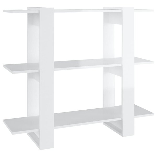 vidaXL Bibliothèque/Séparateur de pièce Blanc brillant 100x30x87 cm