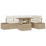 vidaXL Ensemble de Canapés de Jardin 6 Pièces avec Coussins Beige Poly Rattan