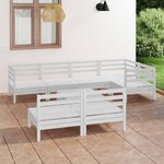 vidaXL Salon de jardin 8 Pièces Bois de pin massif Blanc