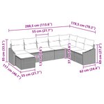 vidaXL Ensemble de canapé de jardin de 8 pièces avec coussins gris clair en poly rotin