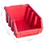 vidaXL Kit de bacs de stockage et panneaux muraux 39 Pièces Rouge et noir