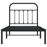 vidaXL Cadre de lit métal avec tête de lit noir 90x190 cm