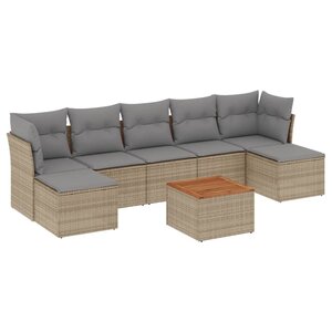 vidaXL Salon de jardin avec coussins 8Pièces mélange beige résine tressée