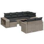 vidaXL Salon de jardin 11 Pièces avec coussins gris résine tressée