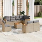 vidaXL Salon de jardin avec coussins 9Pièces mélange beige résine tressée