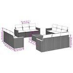 vidaXL Salon de jardin avec coussins 13 Pièces noir résine tressée