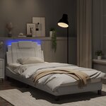 vidaXL Cadre de lit avec lumières LED blanc 90x200 cm similicuir