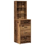 vidaXL Ensemble de table de maquillage à 2 pièces avec LED en bois ancien