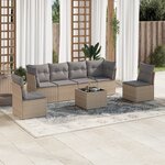 vidaXL Salon de jardin avec coussins 7 Pièces beige résine tressée