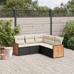 vidaXL Salon de jardin 5 Pièces avec coussins noir résine tressée