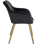 Lot de 6 chaises pieds doré siège de salon cuisine salle à manger design élégant velours noir 08_0000065