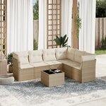 vidaXL Salon de jardin avec coussins 7 Pièces beige résine tressée