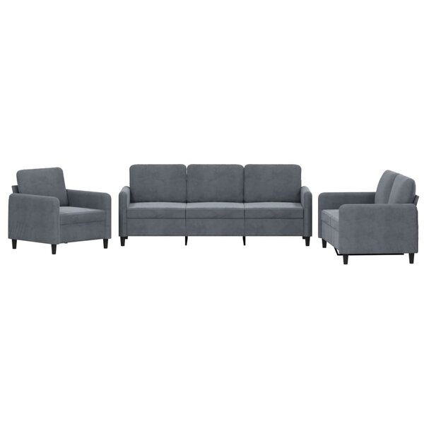 vidaXL Ensemble de canapés 3 Pièces gris foncé velours